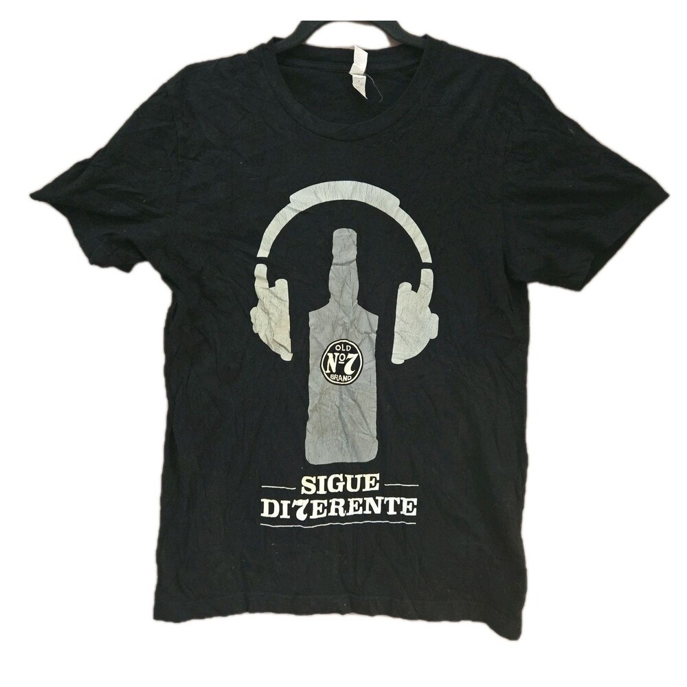 Jack Daniel's Daniels SIGUE DI7ERENTE Black Short Sleeve T-Shirt Size Medium M - Picture 1 of 3